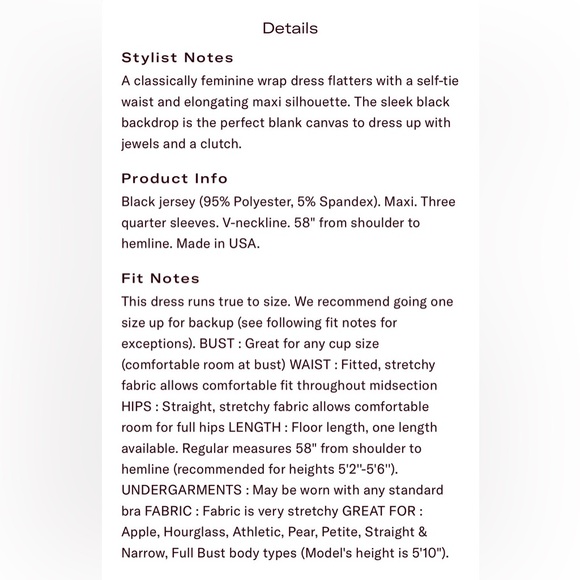 Leota Black Perfect Wrap Maxi 3/4 Sleeves Dress Medium - Picture 3 of 9